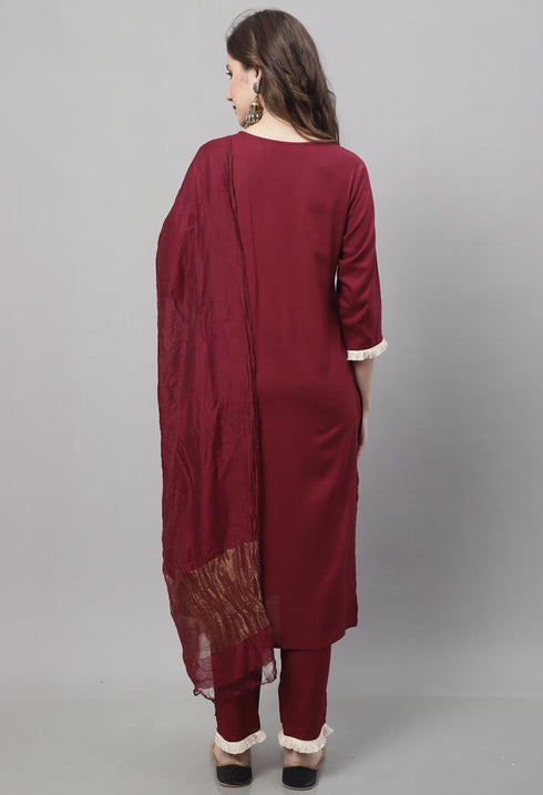 Pure Cotton Dori Work Kurta Set With Dupatta