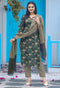 Green Pure Cotton Jaipuri Printed Kurta Set With Dupatta