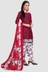 Maroon Crepe Printed Unstitched Salwar Suit Material