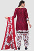 Maroon Crepe Printed Unstitched Salwar Suit Material