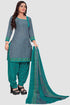 Grey Crepe Printed Unstitched Salwar Suit Material