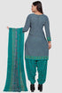 Grey Crepe Printed Unstitched Salwar Suit Material