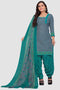 Grey Crepe Printed Unstitched Salwar Suit Material