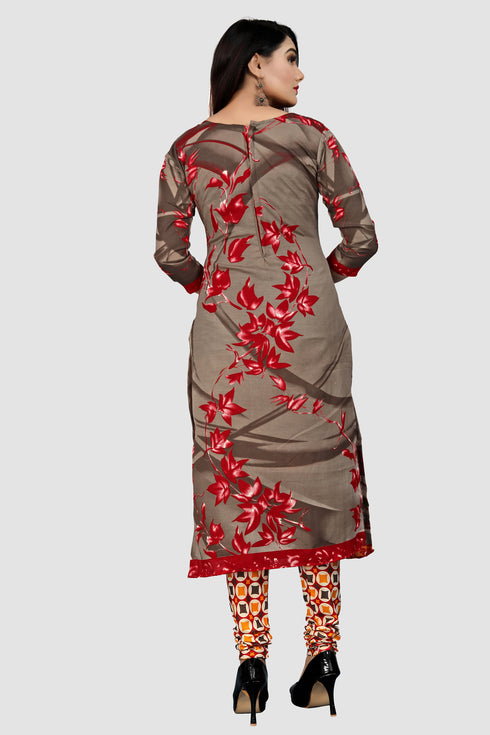 Olive Green Cotton Blend Printed Unstitched Salwar Suit Material