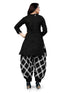 Black Cotton Blend printed Unstitched Salwar Suit Material