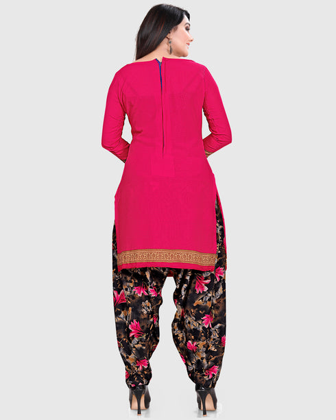 Magenta Cotton Blend Printed Unstitched Salwar Suit Material