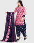 Pink Cotton Blend Printed Unstitched Salwar Suit Material