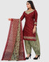 Red Cotton Blend Printed Unstitched Salwar Suit Material