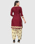 Maroon Cotton Blend Printed Unstitched Salwar Suit Material