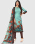 Pista Green Cotton Blend Printed Unstitched Salwar Suit Material