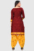 Maroon Cotton Blend Printed Unstitched Salwar Suit Material