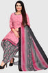 Baby Pink Cotton Blend Printed Unstitched Salwar Suit Material