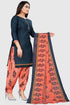 Navy Blue Cotton Blend Printed Unstitched Salwar Suit Material