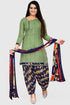 Green Cotton Blend Printed Unstitched Salwar Suit Material