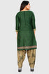 Green Cotton Blend Printed Unstitched Salwar Suit Material