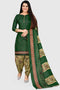 Green Cotton Blend Printed Unstitched Salwar Suit Material