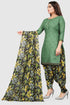Green Cotton Blend Printed Unstitched Salwar Suit Material