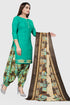 Turquoise Blue Cotton Blend Printed Unstitched Salwar Suit Material