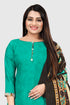 Turquoise Blue Cotton Blend Printed Unstitched Salwar Suit Material