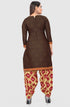 Brown Cotton Blend Printed Unstitched Salwar Suit Material