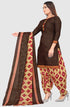 Brown Cotton Blend Printed Unstitched Salwar Suit Material