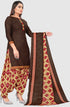 Brown Cotton Blend Printed Unstitched Salwar Suit Material