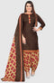 Brown Cotton Blend Printed Unstitched Salwar Suit Material