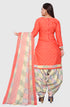 Peach Cotton Blend Printed Unstitched Salwar Suit Material