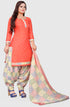 Peach Cotton Blend Printed Unstitched Salwar Suit Material