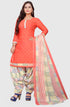 Peach Cotton Blend Printed Unstitched Salwar Suit Material