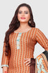 Orange Cotton Blend Printed Unstitched Salwar Suit Material