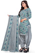 Grey & Green Cotton Blend Printed Unstitched Salwar Suit Material