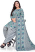 Grey & Green Cotton Blend Printed Unstitched Salwar Suit Material