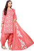 Peach & White Cotton Blend Printed Unstitched Salwar Suit Material