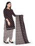 Brown & Beige Cotton Blend Printed Unstitched Salwar Suit Material
