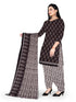 Brown & Beige Cotton Blend Printed Unstitched Salwar Suit Material