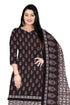 Brown & Beige Cotton Blend Printed Unstitched Salwar Suit Material