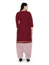 Maroon & Beige Cotton Blend Printed Unstitched Salwar Suit Material