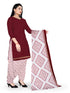 Maroon & Beige Cotton Blend Printed Unstitched Salwar Suit Material