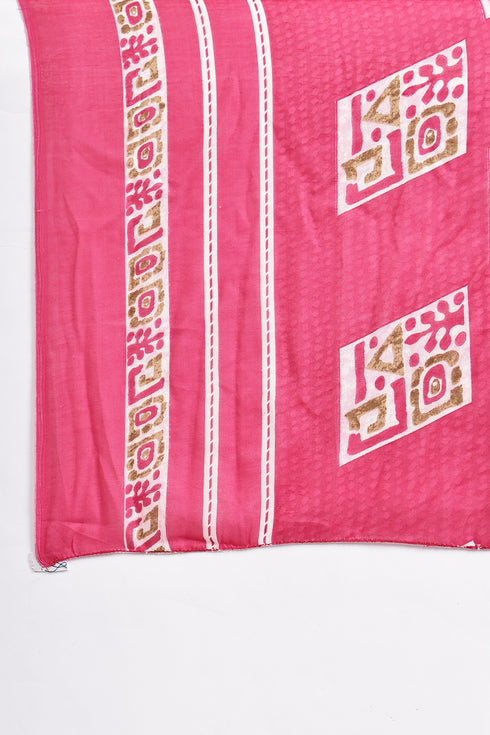 Pink Cotton Blend Printed Readymade Patiala Salwar Suit