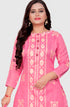 Pink Cotton Blend Printed Unstitched Salwar Suit Material