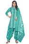 Sea Green Cotton Blend Embroidered Unstitched Salwar Suit Material