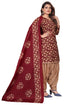 Maroon & Beige Cotton Blend Printed Unstitched Salwar Suit Material