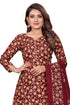 Maroon & Beige Cotton Blend Printed Unstitched Salwar Suit Material