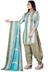 Mahendi Green & Sky Blue Cotton Blend Printed Unstitched Salwar Suit Material