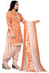 Light Orange & White Cotton Blend Printed Unstitched Salwar Suit Material