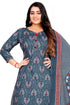 Grey & White Cotton Blend Printed Unstitched Salwar Suit Material