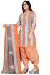 Light Orange & Grey Cotton Blend Printed Unstitched Salwar Suit Material