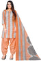 Light Orange & Grey Cotton Blend Printed Unstitched Salwar Suit Material