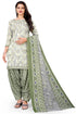 Beige & Grey Cotton Blend Printed Unstitched Salwar Suit Material